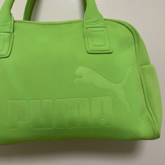 Vintage Puma Oversize Hand Bag Green Neon Polyester Neoprene Y2K - Picture 2 of 14